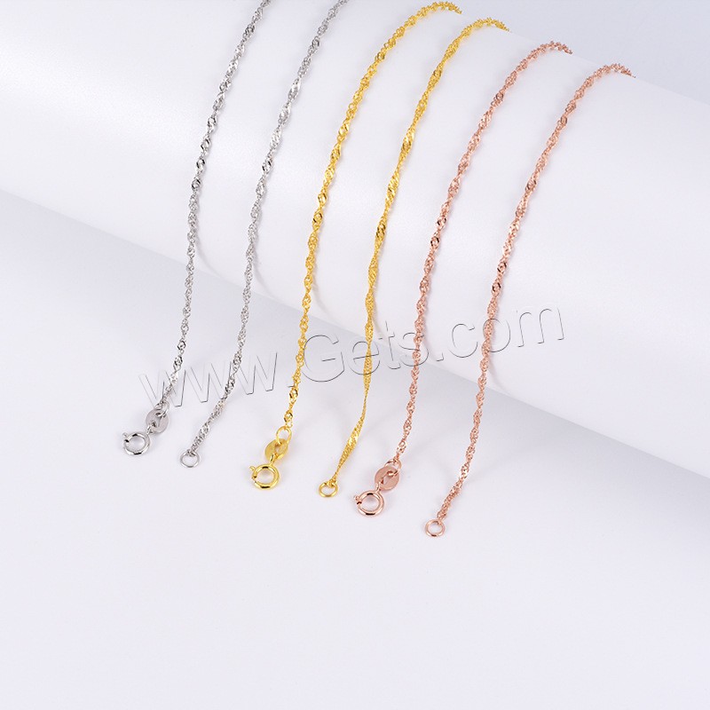 Sterling Silver Necklace Chain, 925 Sterling Silver, plated, different length for choice, more colors for choice, 1.50mm, Sold By Strand