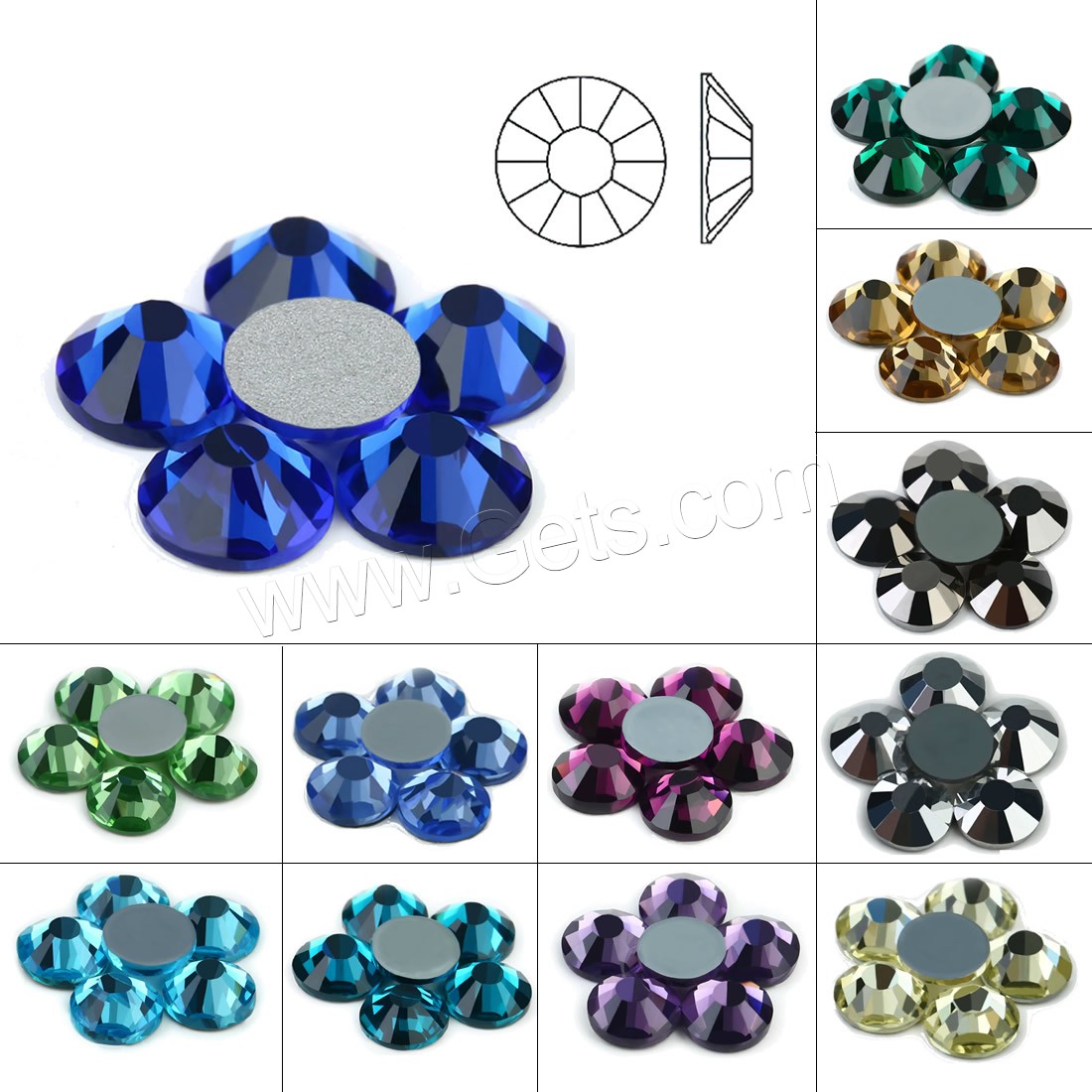 Crystal flat back cabochon, Flat Round, different size for choice & faceted, more colors for choice, Sold By Bag