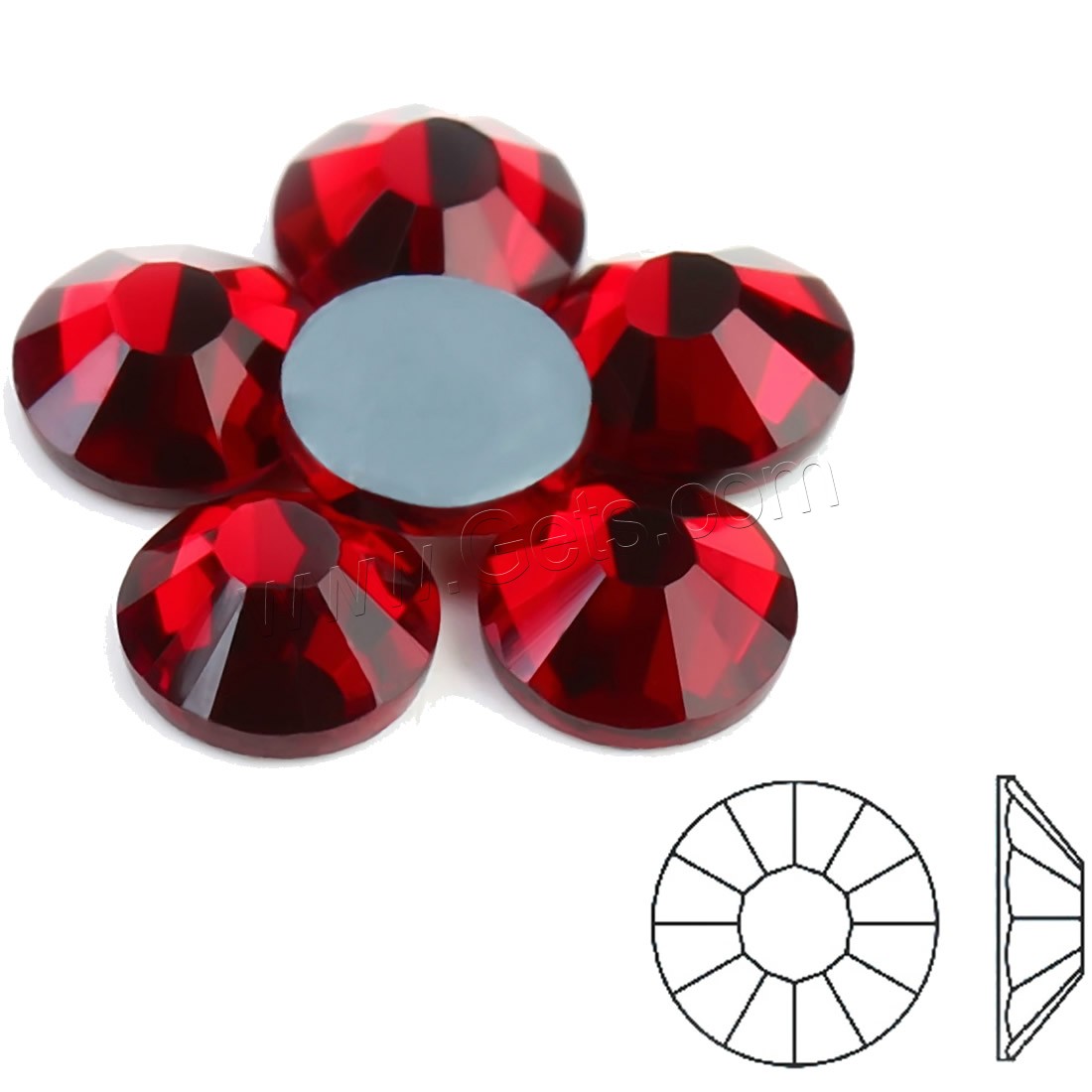 Crystal flat back cabochon, Flat Round, different size for choice & faceted, more colors for choice, Sold By Bag