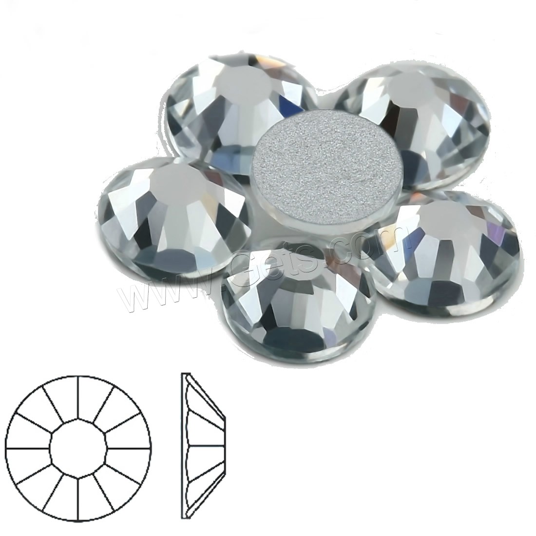 Crystal flat back cabochon, Flat Round, silver color plated, different size for choice & faceted, more colors for choice, Sold By Bag