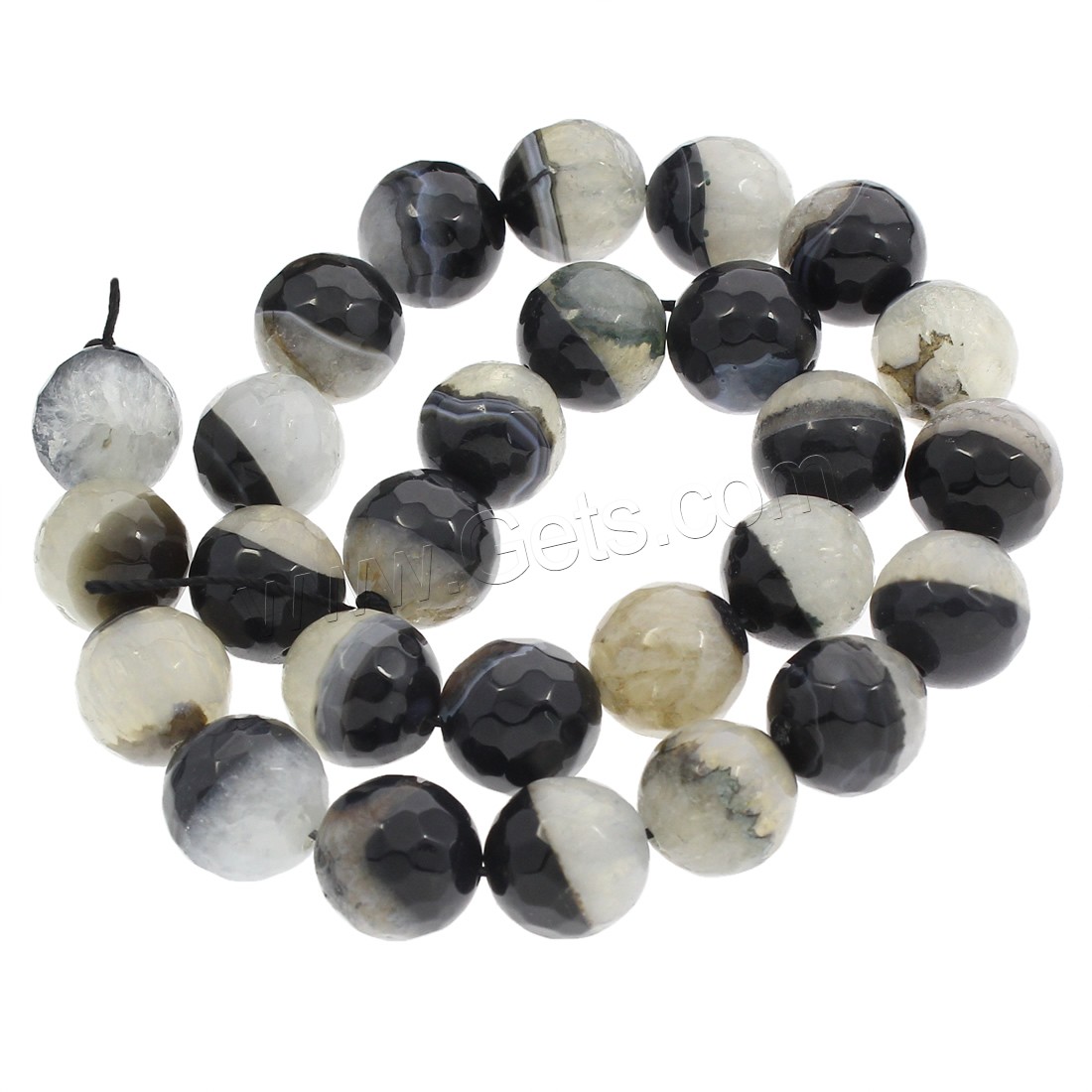 Natürliche Crackle Achat Perlen, Flachen Achat, rund, verschiedene Größen vorhanden & facettierte, Bohrung:ca. 2mm, Länge:ca. 14.7 ZollInch, verkauft von Strang