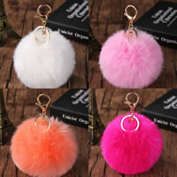 Fur Plush Key Chain, Zinc Alloy, with Plush, gold color plated 100mm 