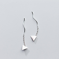 Sterling Silver Thread Through Earrings, 925 Sterling Silver, for woman 