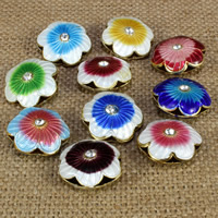 Cloisonne Hollow Beads, Flower, handmade, with rhinestone Approx 1.5mm 