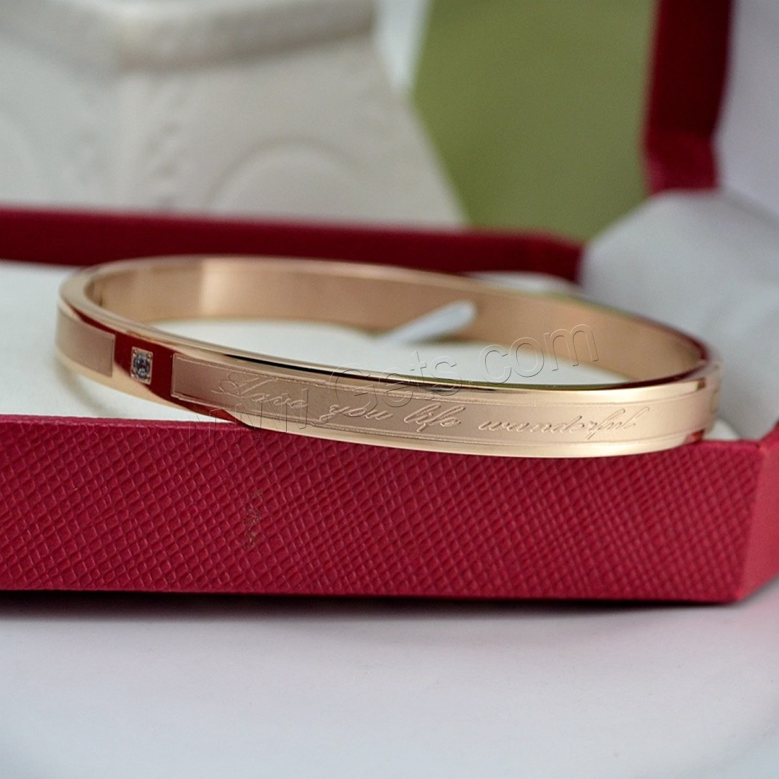 Bracelet en acier inoxydable, Placage de couleur d'or, unisexe & normes différentes pour le choix & avec le motif de lettre & avec strass, Vendu par PC