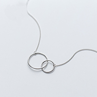 純銀製の宝石類のネックレス, 92.5％純度シルバー, とともに 1.5lnch エクステンダチェーン, メッキ, 楕円形の鎖 & 女性用, 無色 長さ:約 18 インチ, 売り手 ストランド