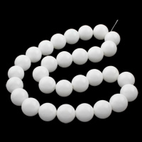 Perles en porcelaine blanche, verre, Rond, fait à la main, normes différentes pour le choix, blanc Environ 15 pouce, Vendu par brin