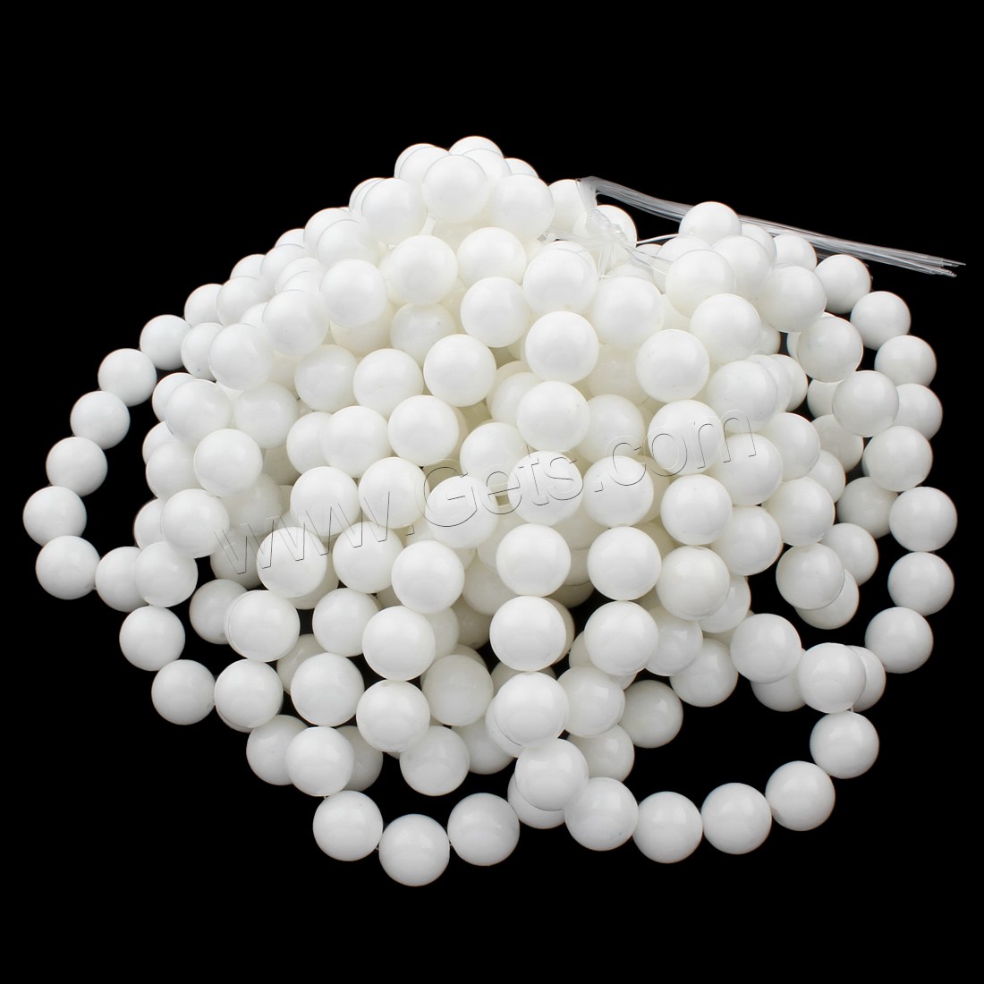 Weiße Porzellan Perlen, Glas, rund, handgemacht, verschiedene Größen vorhanden, weiß, Länge:ca. 15 ZollInch, verkauft von Strang
