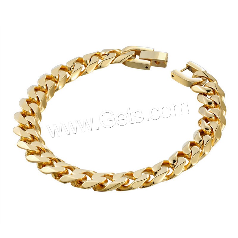 Men Bracelet, Stainless Steel, gold color plated, different size for choice & curb chain & for man, Sold By Strand