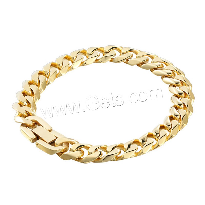 Men Bracelet, Stainless Steel, gold color plated, different size for choice & curb chain & for man, Sold By Strand