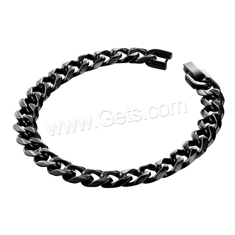 Men Bracelet, Stainless Steel, black ionic, different size for choice & curb chain & for man, Sold By Strand