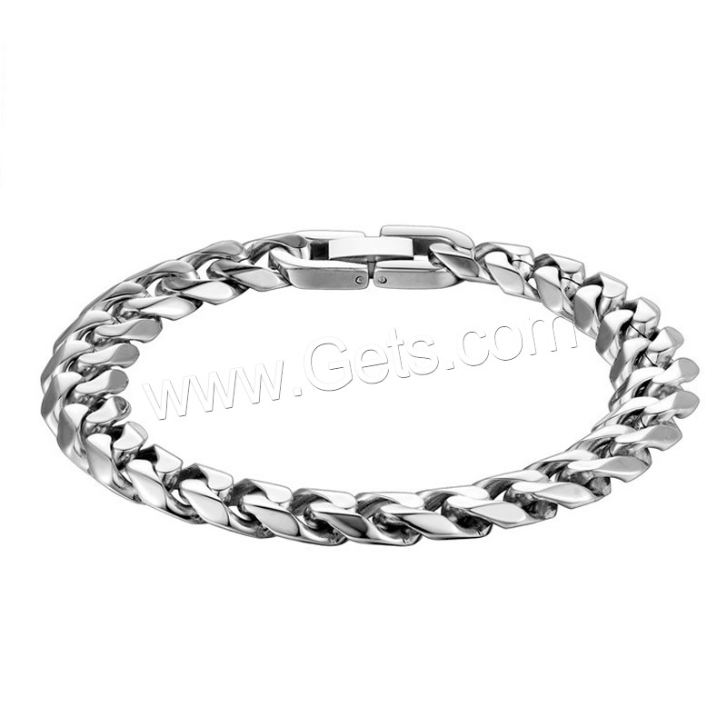 Men Bracelet, Stainless Steel, different size for choice & curb chain & for man, original color, Sold By Strand