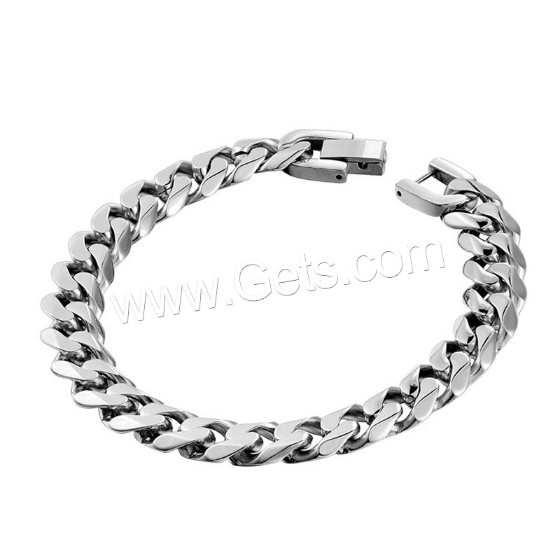Men Bracelet, Stainless Steel, different size for choice & curb chain & for man, original color, Sold By Strand