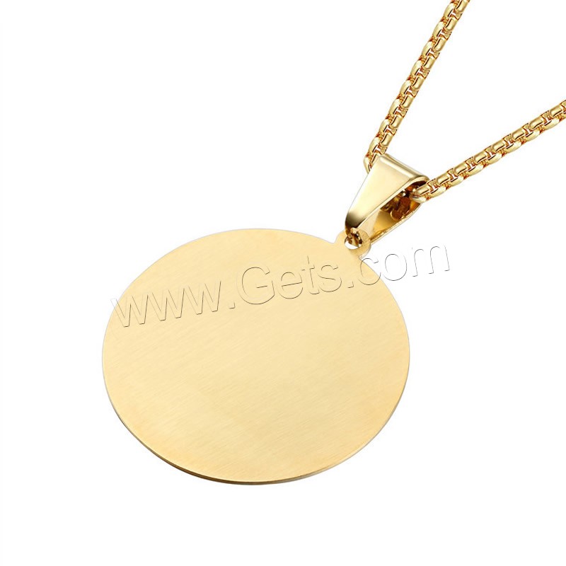 Stainless Steel Pendants, Flat Round, gold color plated, different size for choice & with letter pattern, Hole:Approx 4mm, Sold By PC