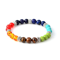 Gemstone Bracelets, Zinc Alloy, with Gemstone, antique silver color plated, Unisex Approx 8.5 Inch 