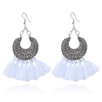 Fashion Tassel Earring, Zinc Alloy, with Nylon Cord, iron earring hook, plated, for woman 