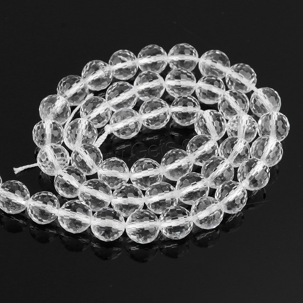 Natural Clear Quartz Beads, Round, different size for choice & faceted, Hole:Approx 1mm, Length:Approx 15 Inch, Sold By Strand