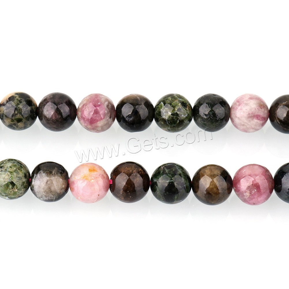 Natural Tourmaline Beads, Round, different size for choice, Grade A Plus, Hole:Approx 1.0mm, Length:Approx 16 Inch, Sold By Strand