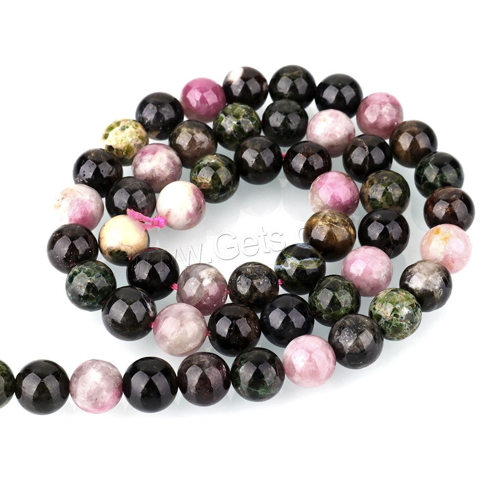 Natürlicher Turmalin Perlen, rund, verschiedene Größen vorhanden, Grade A Plus, Bohrung:ca. 1.0mm, Länge:ca. 16 ZollInch, verkauft von Strang