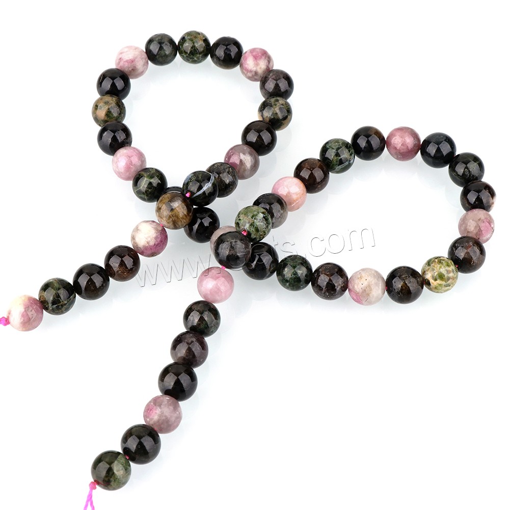 Natural Tourmaline Beads, Round, different size for choice, Grade A Plus, Hole:Approx 1.0mm, Length:Approx 16 Inch, Sold By Strand