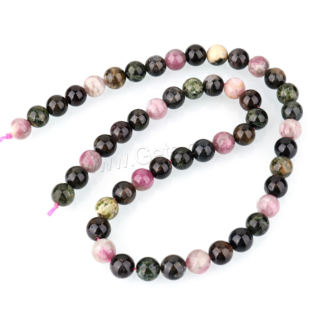 Natürlicher Turmalin Perlen, rund, verschiedene Größen vorhanden, Grade A Plus, Bohrung:ca. 1.0mm, Länge:ca. 16 ZollInch, verkauft von Strang