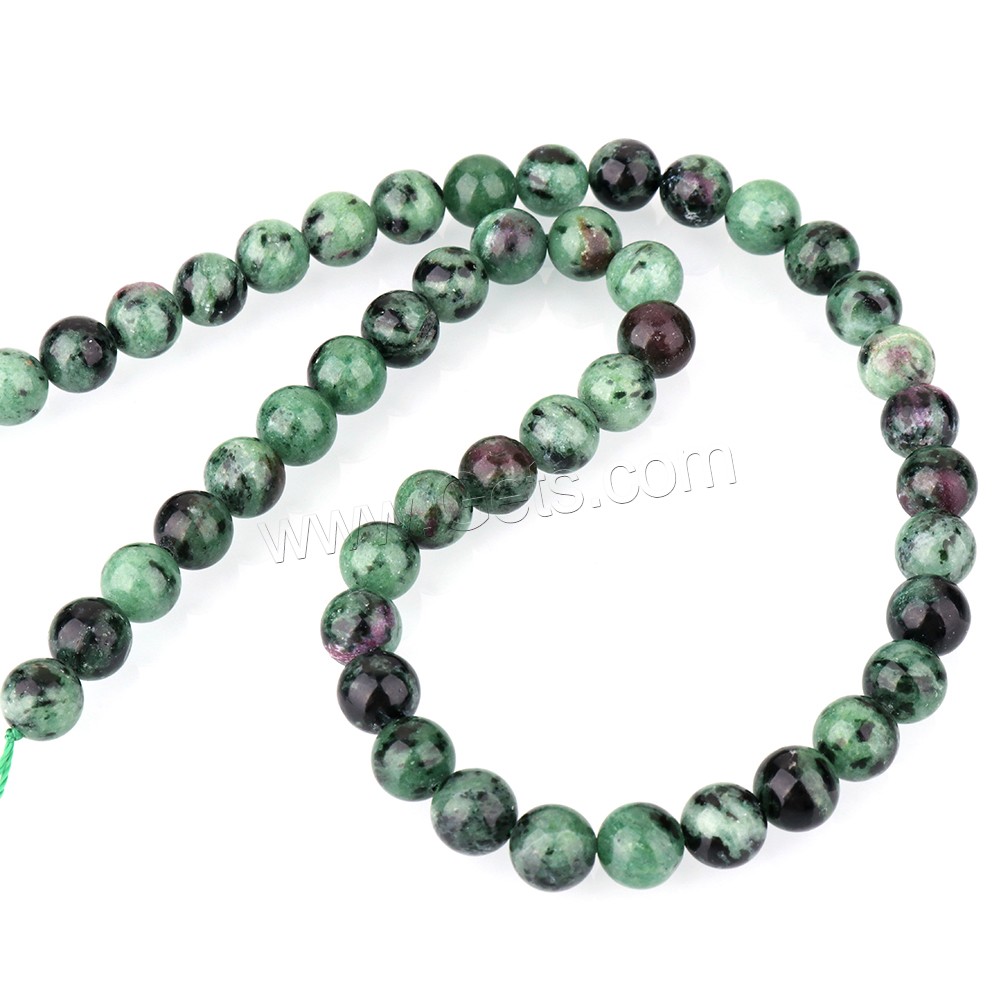 Perles en rouge vert, Rubis en Zoïsite, Rond, naturel & normes différentes pour le choix, Trou:Environ 1.3mm, Longueur:Environ 15.5 pouce, Vendu par brin