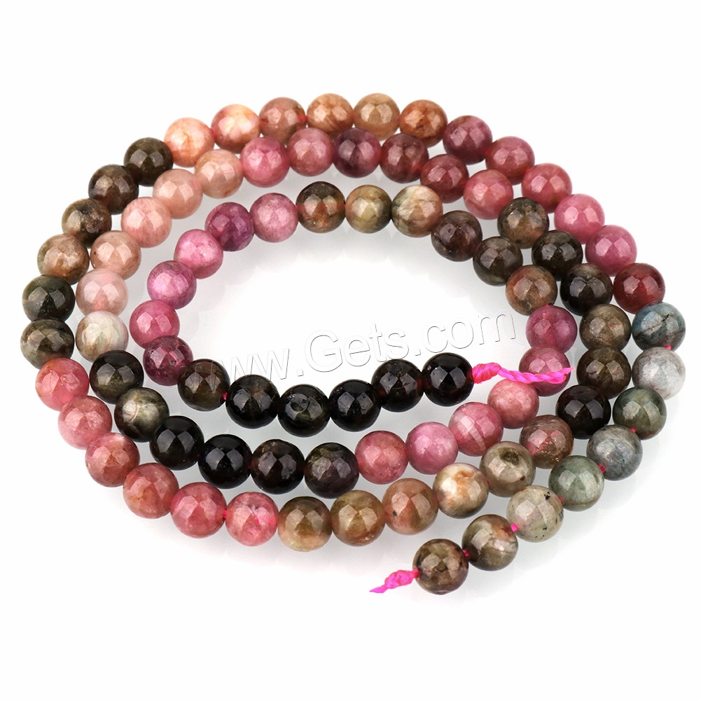 Natural Tourmaline Beads, Round, different size for choice, Hole:Approx 0.5mm, Length:Approx 15.5 Inch, Sold By Strand