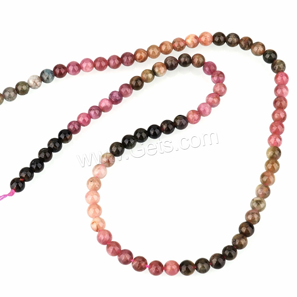Natural Tourmaline Beads, Round, different size for choice, Hole:Approx 0.5mm, Length:Approx 15.5 Inch, Sold By Strand