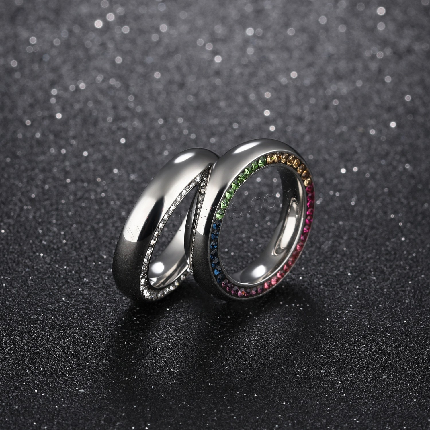 Титан Сталь палец кольцо, титан, Другое покрытие, разный размер для выбора & Женский & с кубическим цирконием, Много цветов для выбора, 5mm, продается PC
