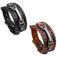 Men Bracelet, Cowhide, with Zinc Alloy, plumbum black color plated, braided bracelet & adjustable & for man 35mm Approx 10.7 Inch 