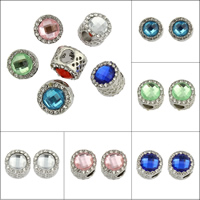 Rhinestone Zinc Alloy European Beads, with Resin Rhinestone, Drum, antique silver color plated, without troll & with rhinestone & large hole lead & cadmium free Approx 6mm 