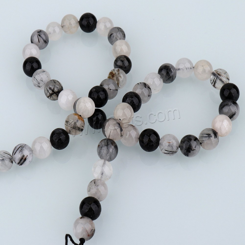 Black Rutilated Quartz Beads, Donut, natural & different size for choice, Hole:Approx 1mm, Length:Approx 15 Inch, Sold By Strand