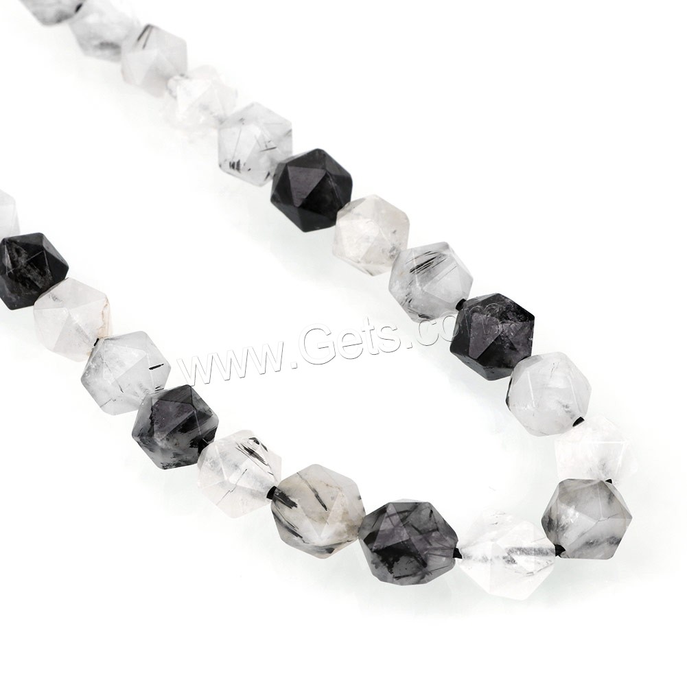 Black Rutilated Quartz Beads, natural & different size for choice & faceted, Hole:Approx 1mm, Length:Approx 14.5 Inch, Sold By Strand