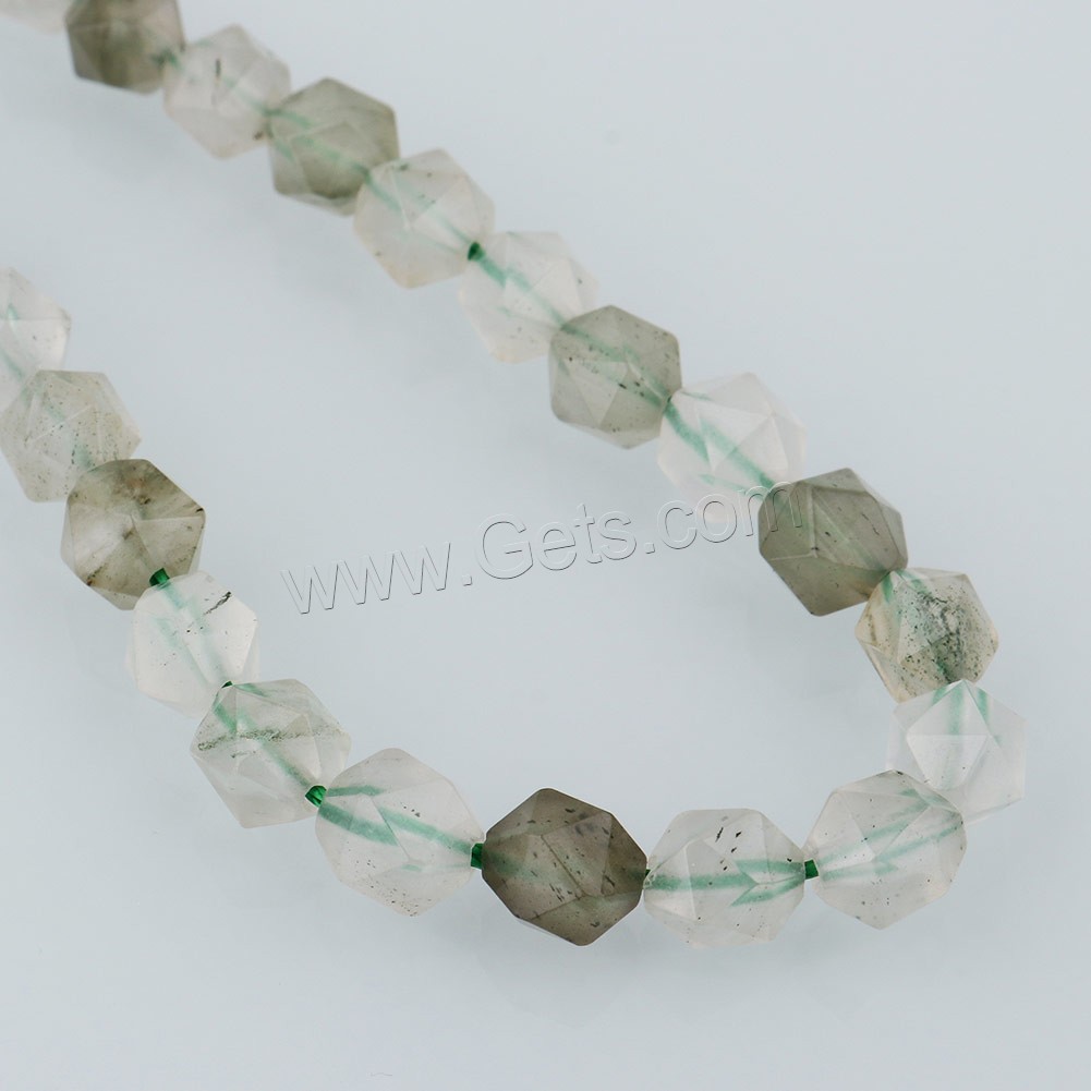 Grüner Phantomquarz Perle, natürliche & verschiedene Größen vorhanden & facettierte, Bohrung:ca. 1.3mm, Länge:ca. 15 ZollInch, verkauft von Strang