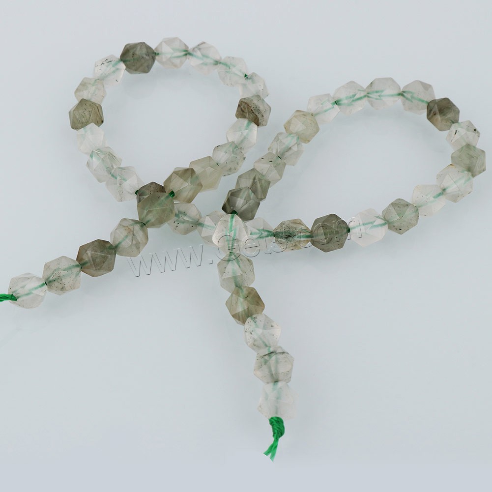 Grüner Phantomquarz Perle, natürliche & verschiedene Größen vorhanden & facettierte, Bohrung:ca. 1.3mm, Länge:ca. 15 ZollInch, verkauft von Strang