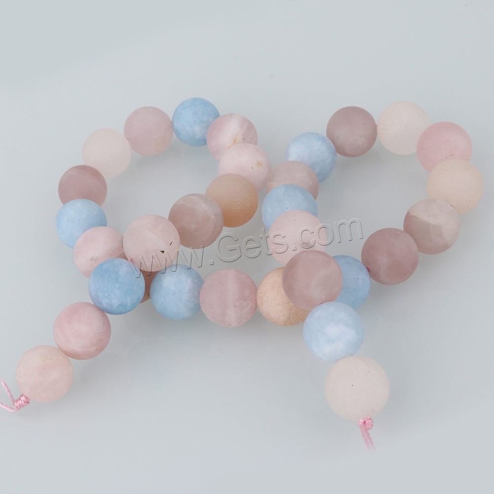 Morganit Perlen, rund, natürliche & verschiedene Größen vorhanden & satiniert, Bohrung:ca. 1.2mm, Länge:ca. 15 ZollInch, verkauft von Strang