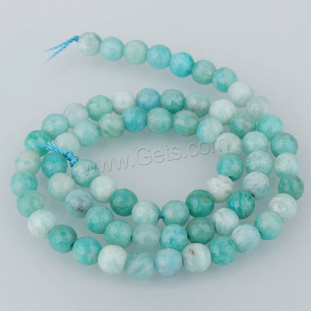 Amazonit Perlen, rund, natürliche & verschiedene Größen vorhanden & facettierte, Bohrung:ca. 1mm, Länge:ca. 15 ZollInch, verkauft von Strang