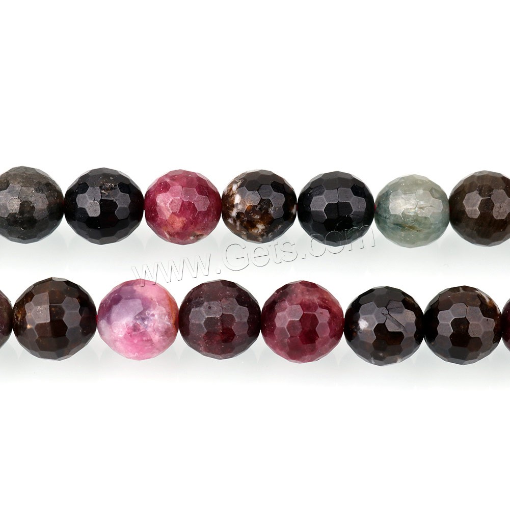 Natural Tourmaline Beads, Round, different size for choice & faceted, Hole:Approx 1mm, Length:Approx 15.5 Inch, Sold By Strand