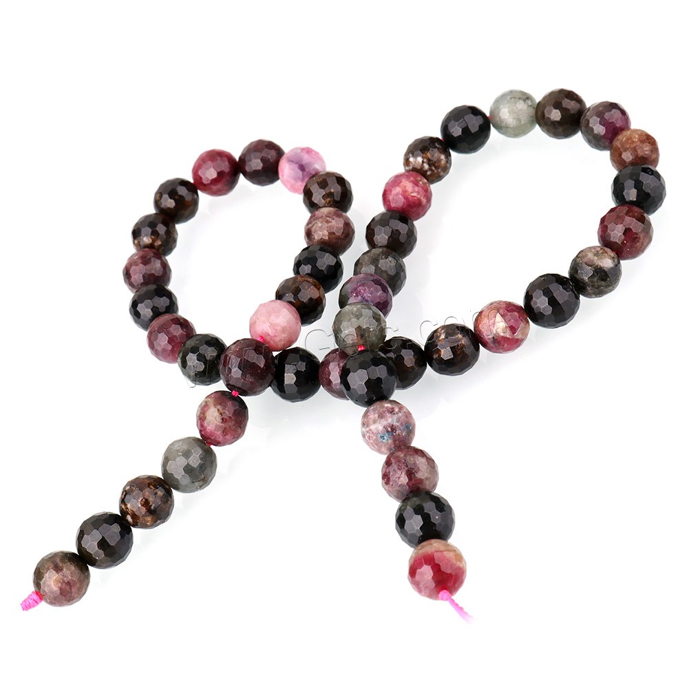 Natural Tourmaline Beads, Round, different size for choice & faceted, Hole:Approx 1mm, Length:Approx 15.5 Inch, Sold By Strand