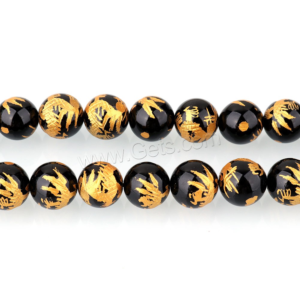 Gemischte Edelstein Perlen, rund, natürliche & verschiedenen Materialien für die Wahl & verschiedene Größen vorhanden & Golddruck, Bohrung:ca. 1.3mm, Länge:ca. 16 ZollInch, verkauft von Strang
