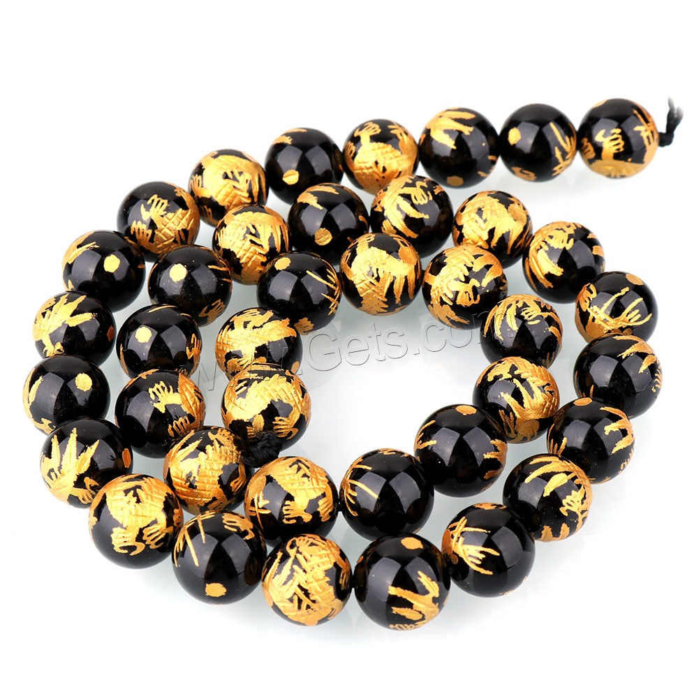 Gemischte Edelstein Perlen, rund, natürliche & verschiedenen Materialien für die Wahl & verschiedene Größen vorhanden & Golddruck, Bohrung:ca. 1.3mm, Länge:ca. 16 ZollInch, verkauft von Strang