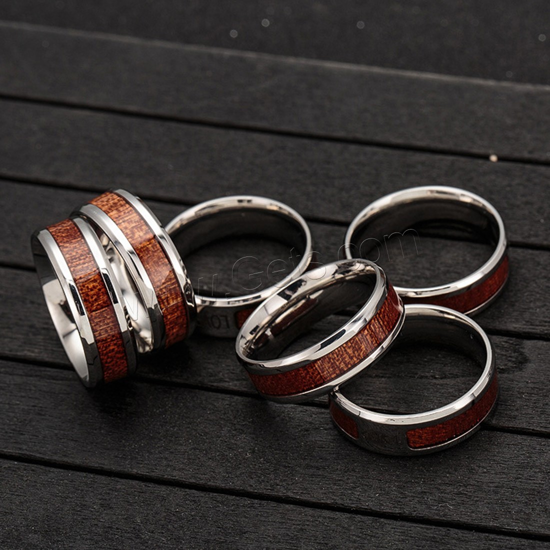 Stainless Steel Finger Ring, with Wood, word love, Unisex & different size for choice, original color, Sold By PC