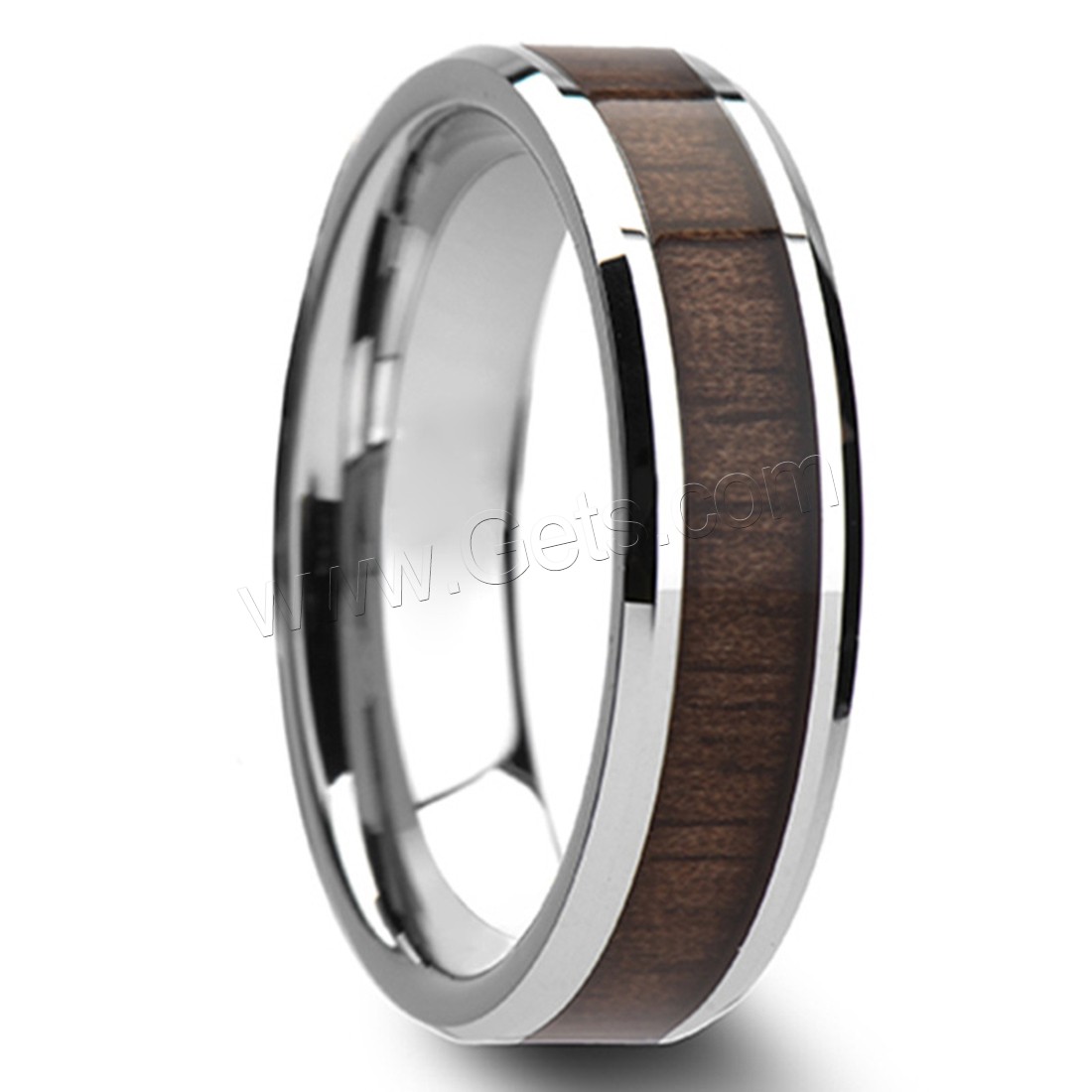 Stainless Steel Finger Ring, 316L Stainless Steel, with Wood, plated, Unisex & different size for choice, Sold By PC