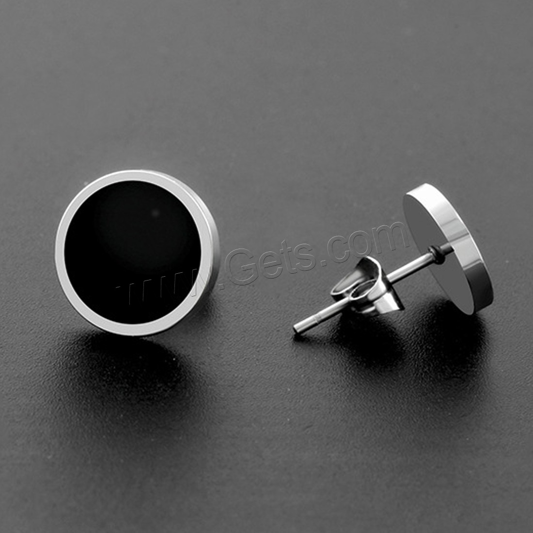 Stainless Steel Stud Earring, Round, Unisex & different size for choice & enamel, original color, 8mm, 10mm, 12mm, Sold By PC