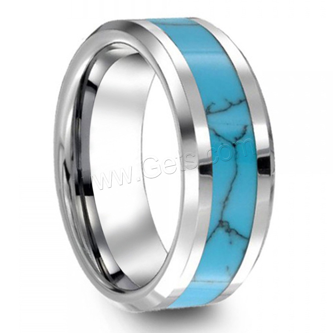 Stainless Steel Finger Ring, 316L Stainless Steel, with Synthetic Turquoise, plated, Unisex & different size for choice, 8mm, Sold By PC