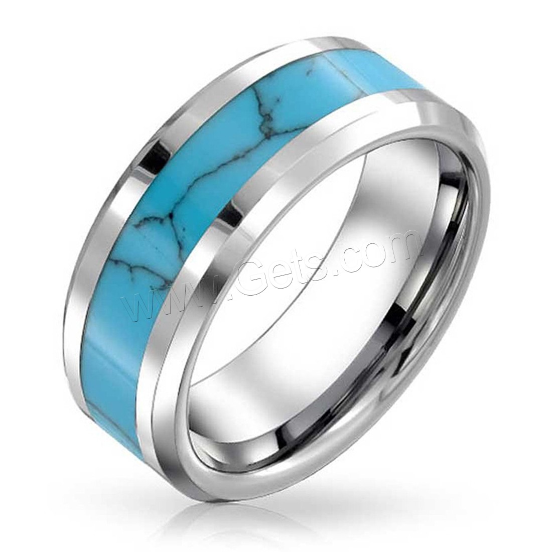Stainless Steel Finger Ring, 316L Stainless Steel, with Synthetic Turquoise, plated, Unisex & different size for choice, 8mm, Sold By PC