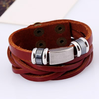 Unisex Bracelet, Leather, with Zinc Alloy, adjustable & multi-strand Approx 10.5 Inch 