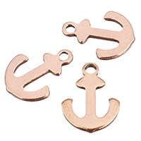 Stainless Steel Ship Wheel & Anchor Pendant, rose gold color plated 