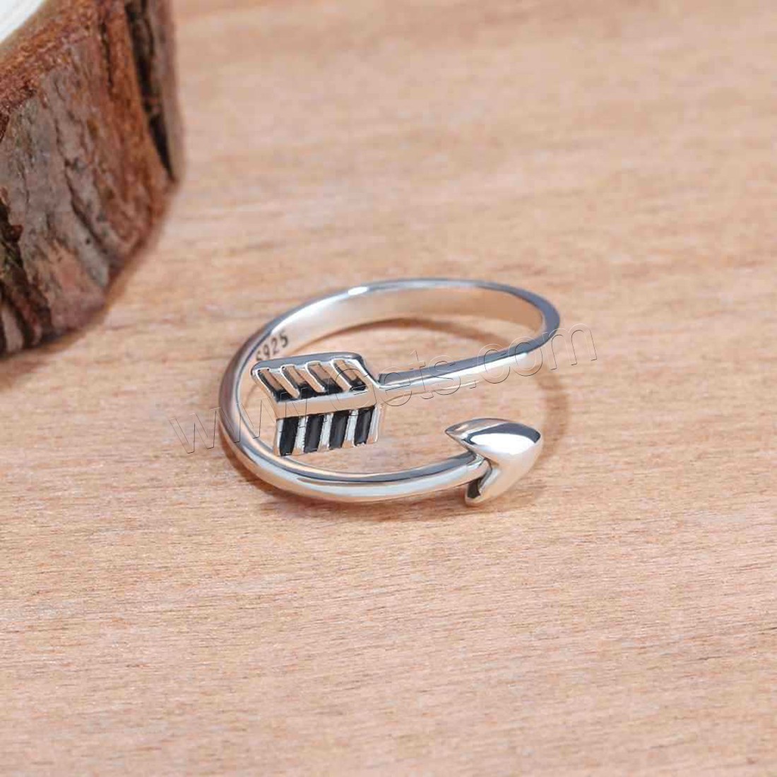 Thailand Sterling Silver Open Finger Ring, Arrow, Unisex & different size for choice, 11x11.5mm, Sold By PC