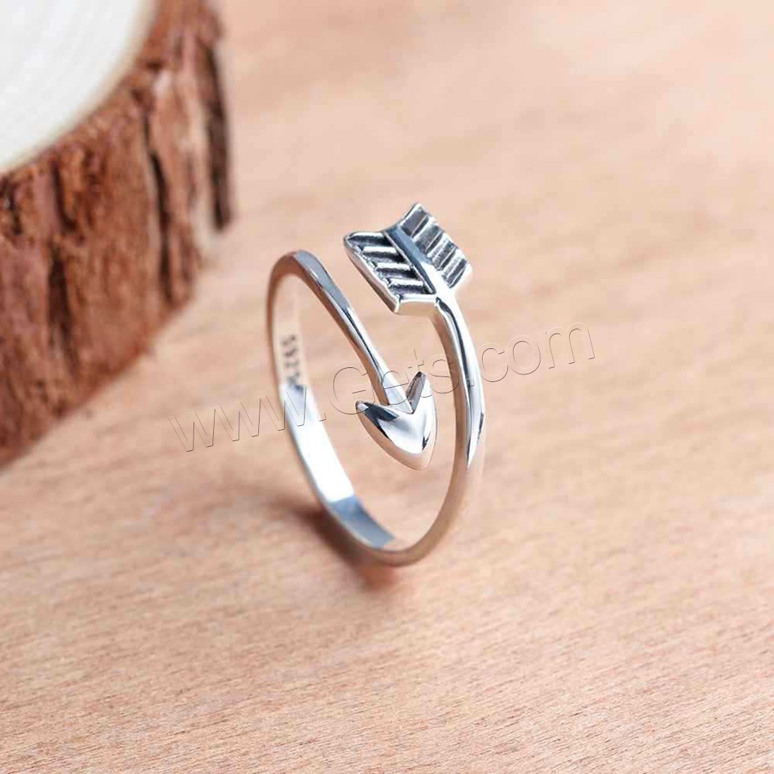 Thailand Sterling Silver Open Finger Ring, Arrow, Unisex & different size for choice, 11x11.5mm, Sold By PC